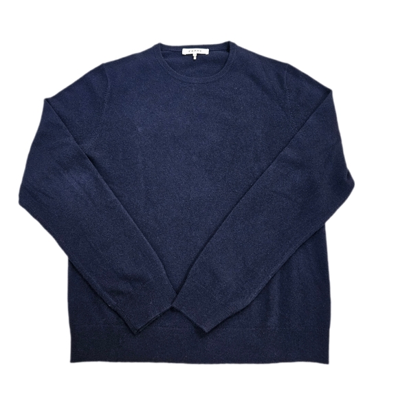 Frame Wool Cashmere Sweater Crewneck Mens L Navy Blue Pullover Academia - Picture 1 of 6
